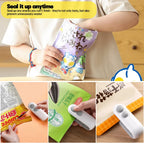 Mini Bag Sealer 2 in 1 Rechargeable Bag Sealer Heat Seal with Cutter and Magnet Bag Resealer Machine for Plastic Bags Snack Bags