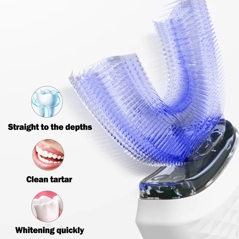 Electric Toothbrush for Adult Automatic USB Charge U-Shaped Toothbrush Ultrasonic 360 Degrees Intelligent Rechargeable Toothbrus