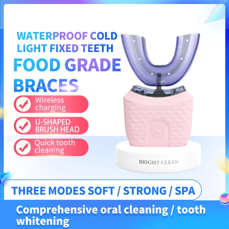 Electric Toothbrush for Adult Automatic USB Charge U-Shaped Toothbrush Ultrasonic 360 Degrees Intelligent Rechargeable Toothbrus