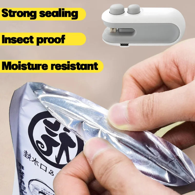 Mini Bag Sealer 2 in 1 Rechargeable Bag Sealer Heat Seal with Cutter and Magnet Bag Resealer Machine for Plastic Bags Snack Bags